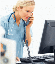 Picture of a nurse on a computer